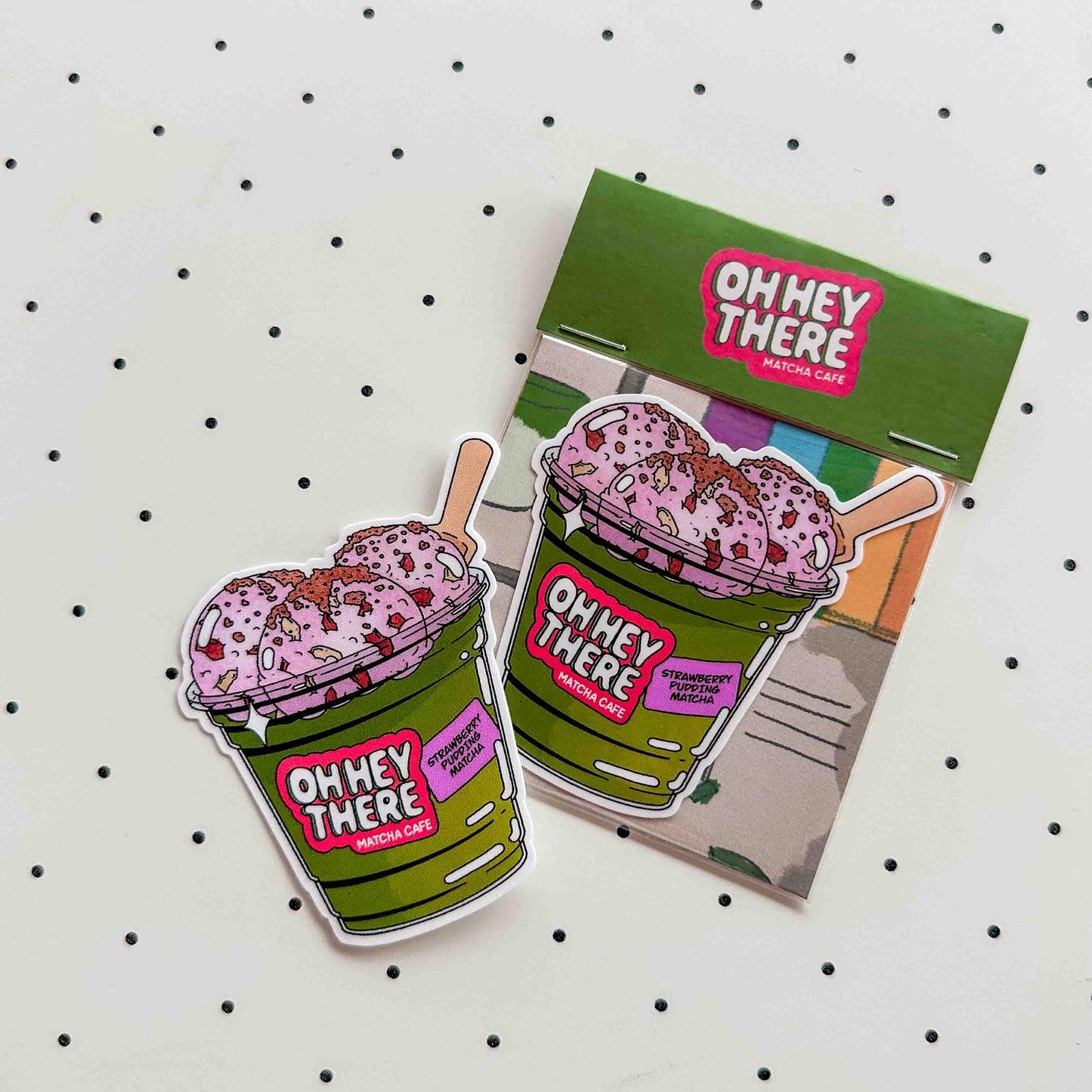 Strawberry Pudding Matcha - Drink Sticker